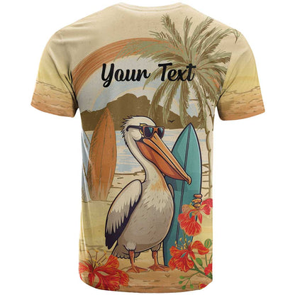 Personalized Saint Kitts And Nevis T-Shirt Brown Pelican Beach Vibe Graphic Tee
