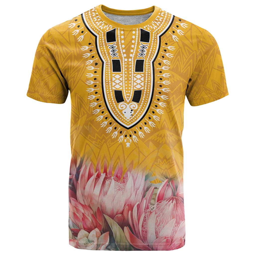 Africa Dashiki T-Shirt King Protea Floral Motif Patterns Graphic Tee