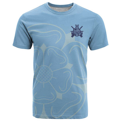Custom Yorkshire Viking Spirit T-Shirt White Rose of York Blue Version Graphic Tee