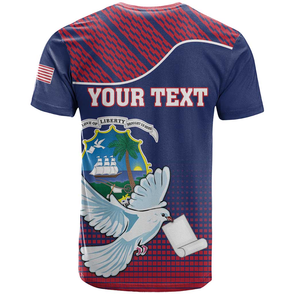 Personalized Liberia White Dove With A Scroll T-Shirt Coat Of Arms Graphic Tee