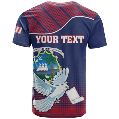 Personalized Liberia White Dove With A Scroll T-Shirt Coat Of Arms Graphic Tee