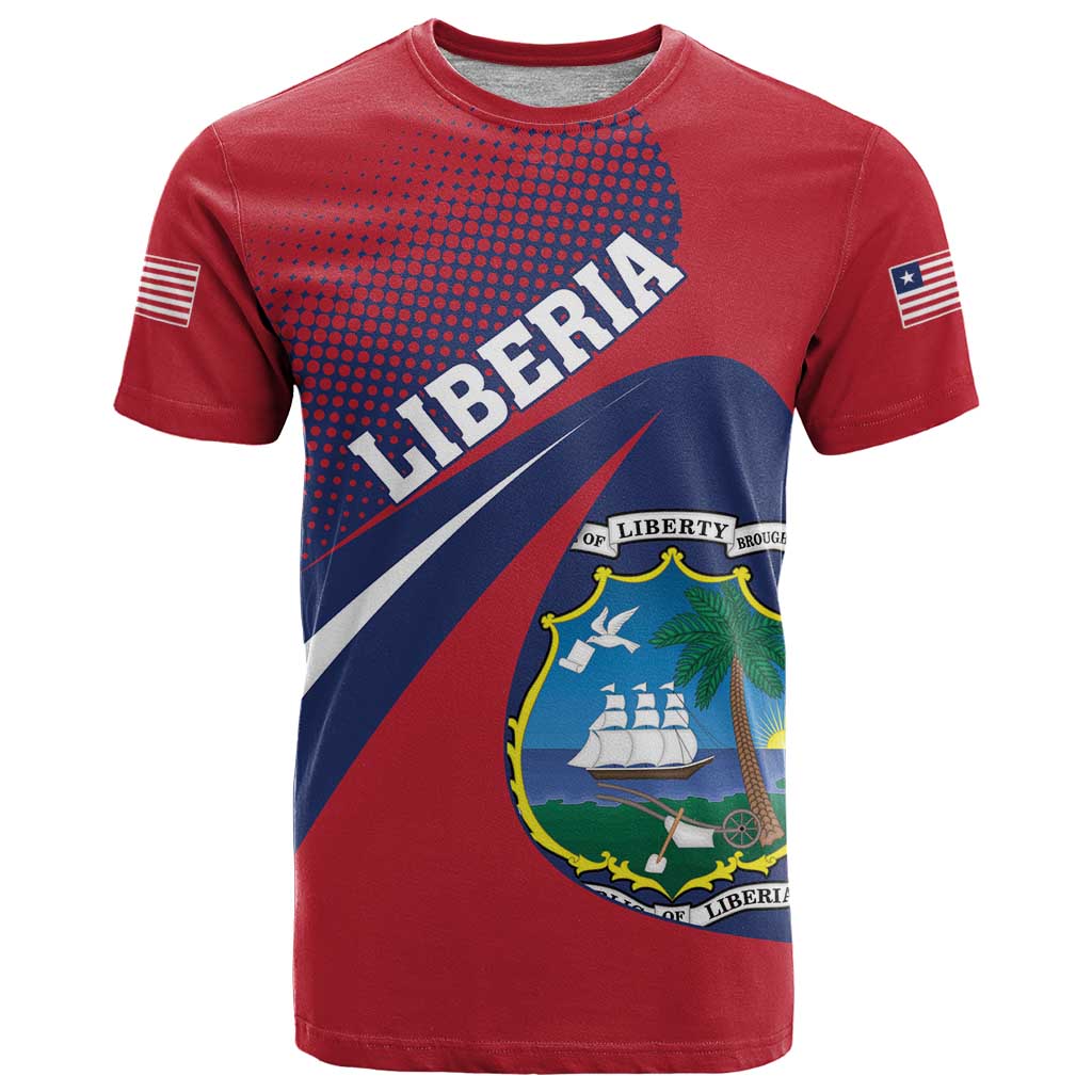 Liberia Coat Of Arms T-Shirt Red Version Graphic Tee