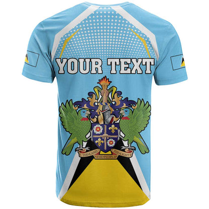 Personalized Saint Lucia Coat Of Arms T-Shirt Sent Lisi Flag Style Graphic Tee