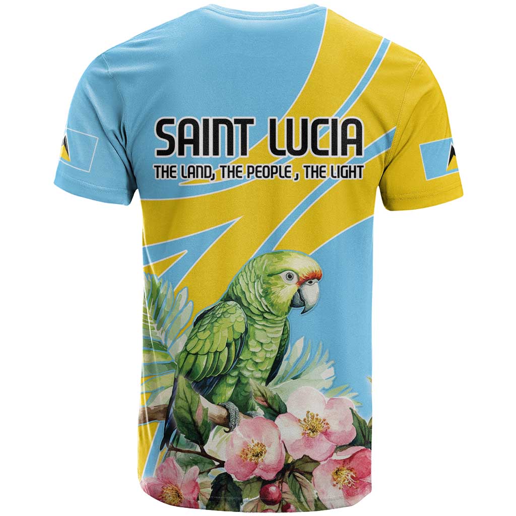 Saint Lucia Rosa Rubiginosa T-Shirt With Sent Lisi Parrot Graphic Tee