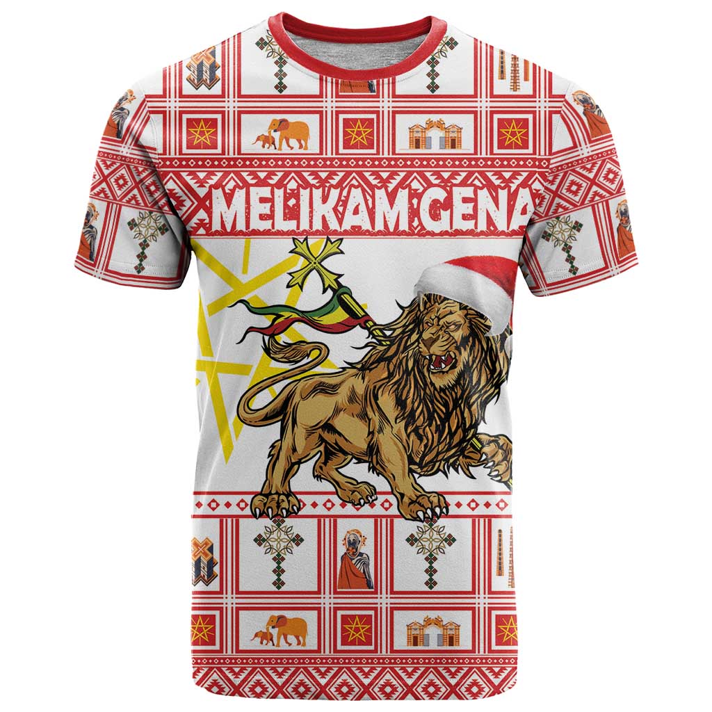 Personalized Ethiopia Christmas T-Shirt Lion of Judah - Melikam Gena! Graphic Tee