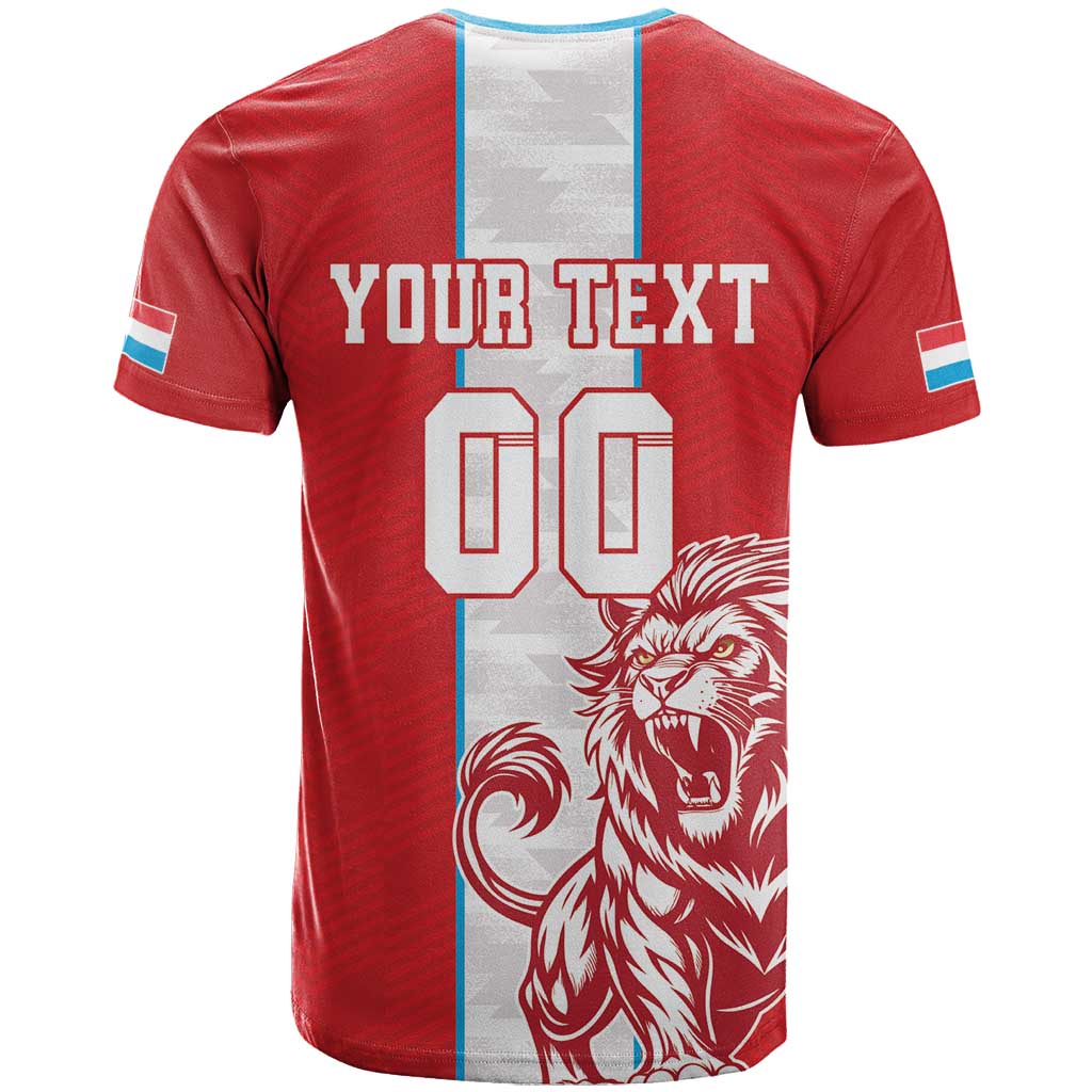 Custom Luxembourg Football T-Shirt Les Lions Rouges Graphic Tee