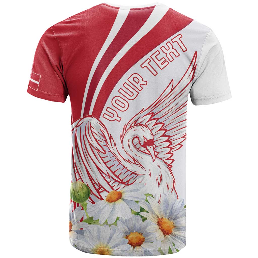 Personalized Denmark T-Shirt Mute Swan With Marguerite Daisy Graphic Tee