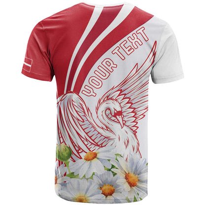Personalized Denmark T-Shirt Mute Swan With Marguerite Daisy Graphic Tee