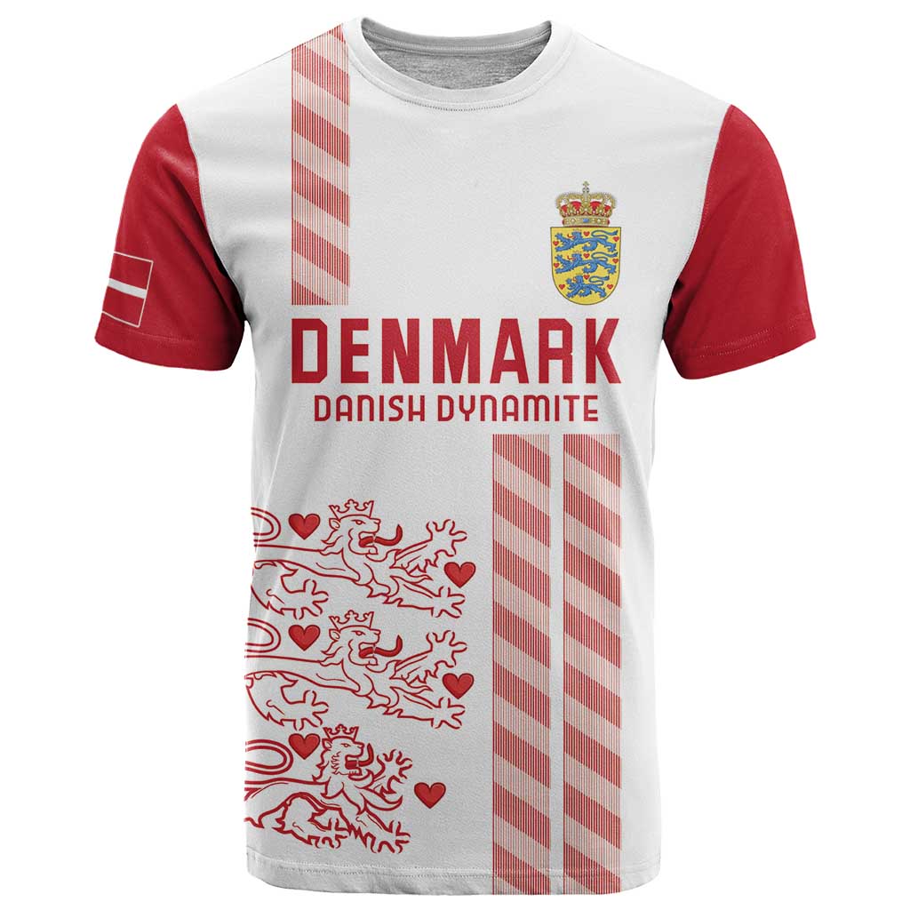 Custom Denmark Football T-Shirt Danish Dynamite White Version Graphic Tee