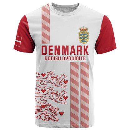 Custom Denmark Football T-Shirt Danish Dynamite White Version Graphic Tee