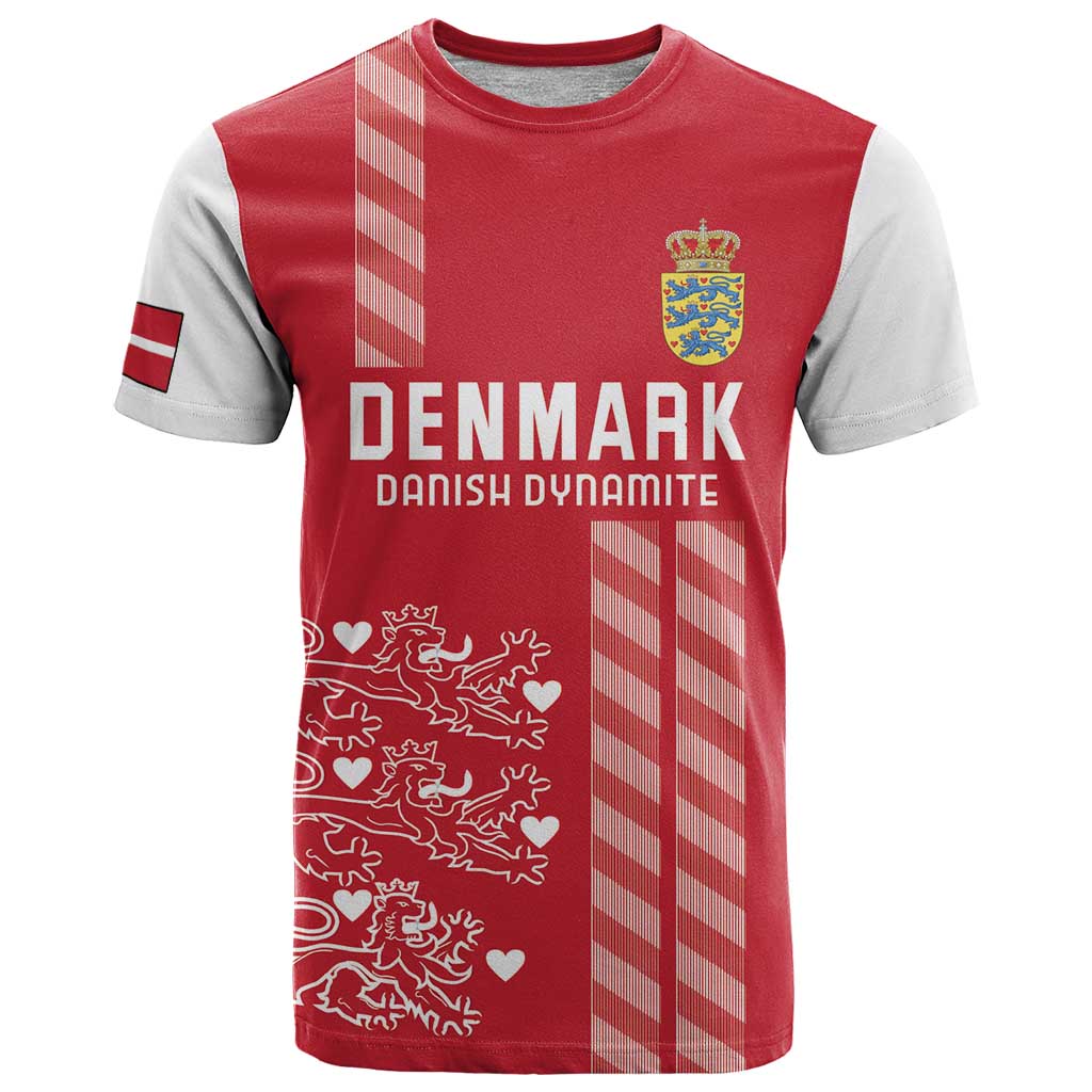 Custom Denmark Football T-Shirt Danish Dynamite Red Version Graphic Tee