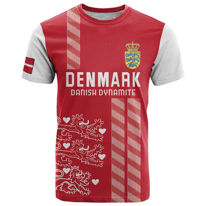 Custom Denmark Football T-Shirt Danish Dynamite Red Version Graphic Tee