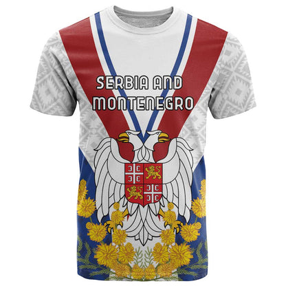 Personalized Serbia and Montenegro National Day T-Shirt Coat Of Arms Flag Style Since1992 Graphic Tee