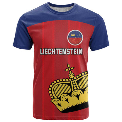 Custom Liechtenstein Football T-Shirt Come On The Blue-Reds Graphic Tee