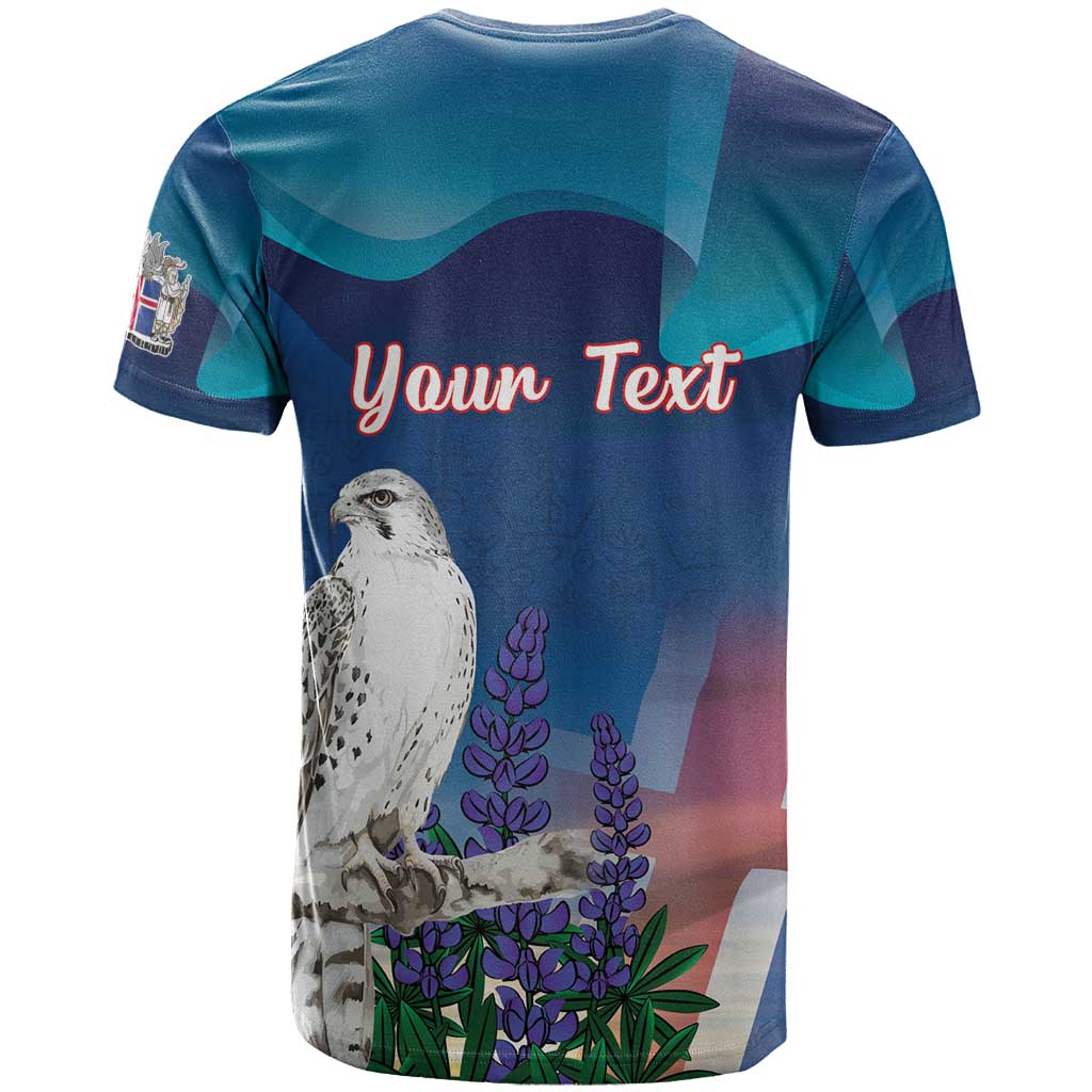 Personalized Iceland National Day T-Shirt Gyrfalcon With Lupine Flower Graphic Tee