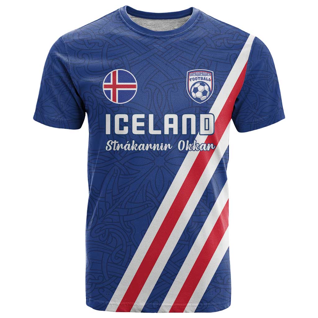 Custom Iceland Football T-Shirt Strakarnir Okkar Celtic Pattern Graphic Tee