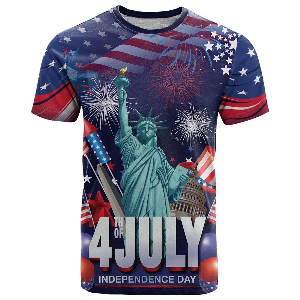 Personalized United States Independence Day T-Shirt Statue of Liberty for 4th of July Graphic Tee