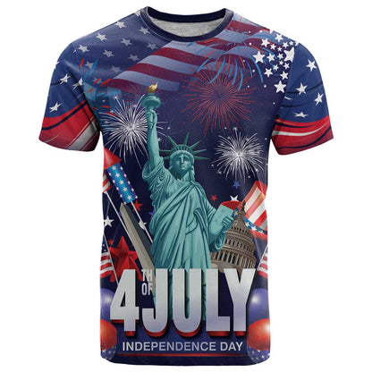 Personalized United States Independence Day T-Shirt Statue of Liberty for 4th of July Graphic Tee