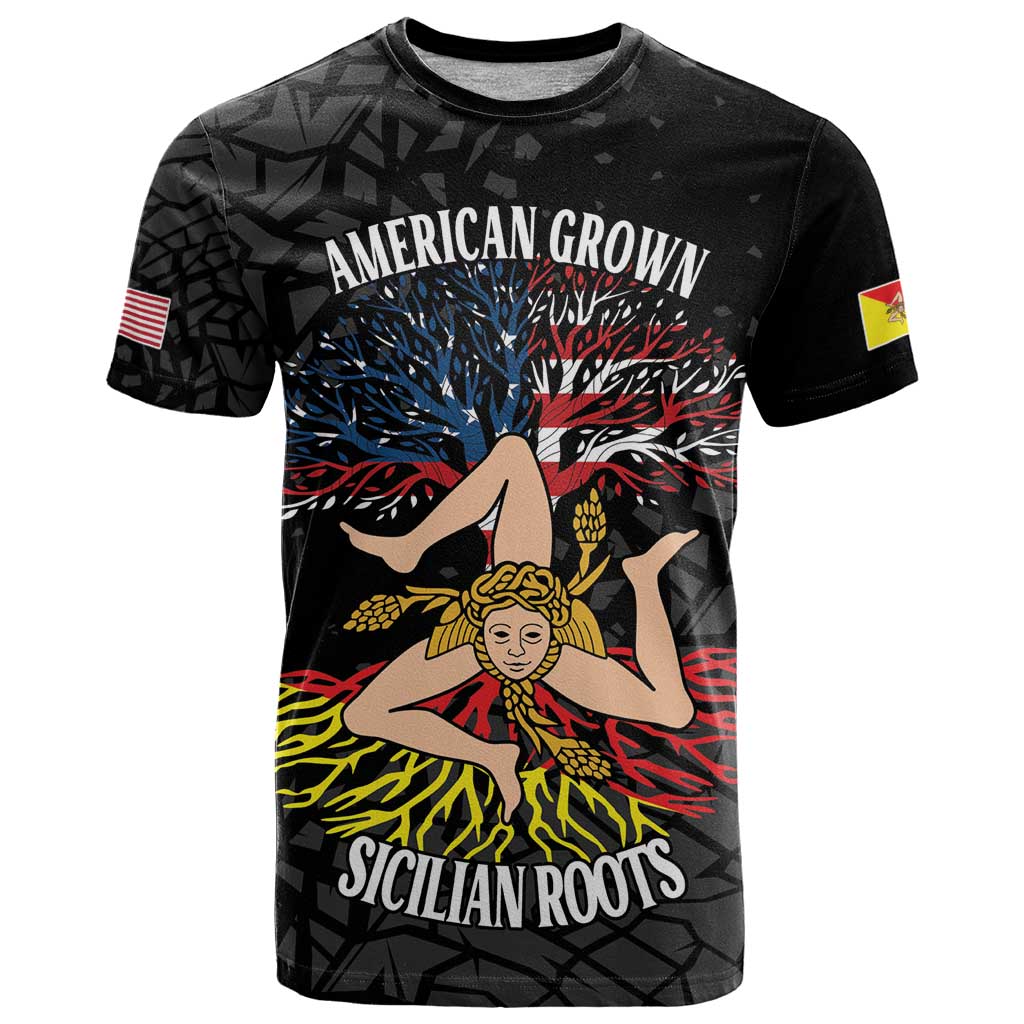 Personalized Sicilian Roots American Heritage Month T-Shirt Graphic Tee