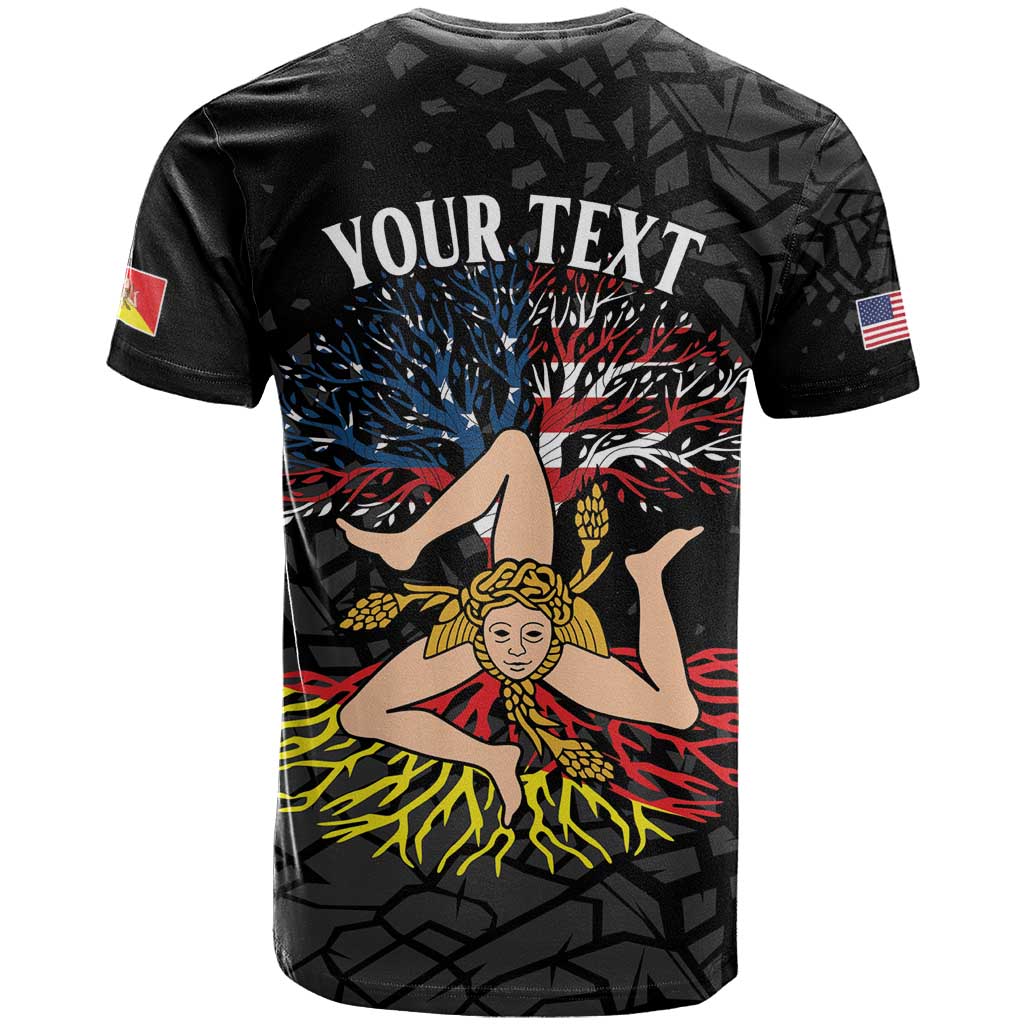 Personalized Sicilian Roots American Heritage Month T-Shirt Graphic Tee