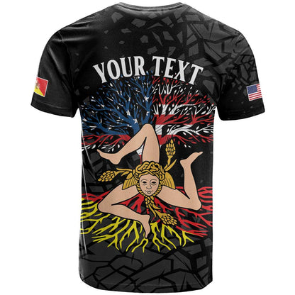 Personalized Sicilian Roots American Heritage Month T-Shirt Graphic Tee