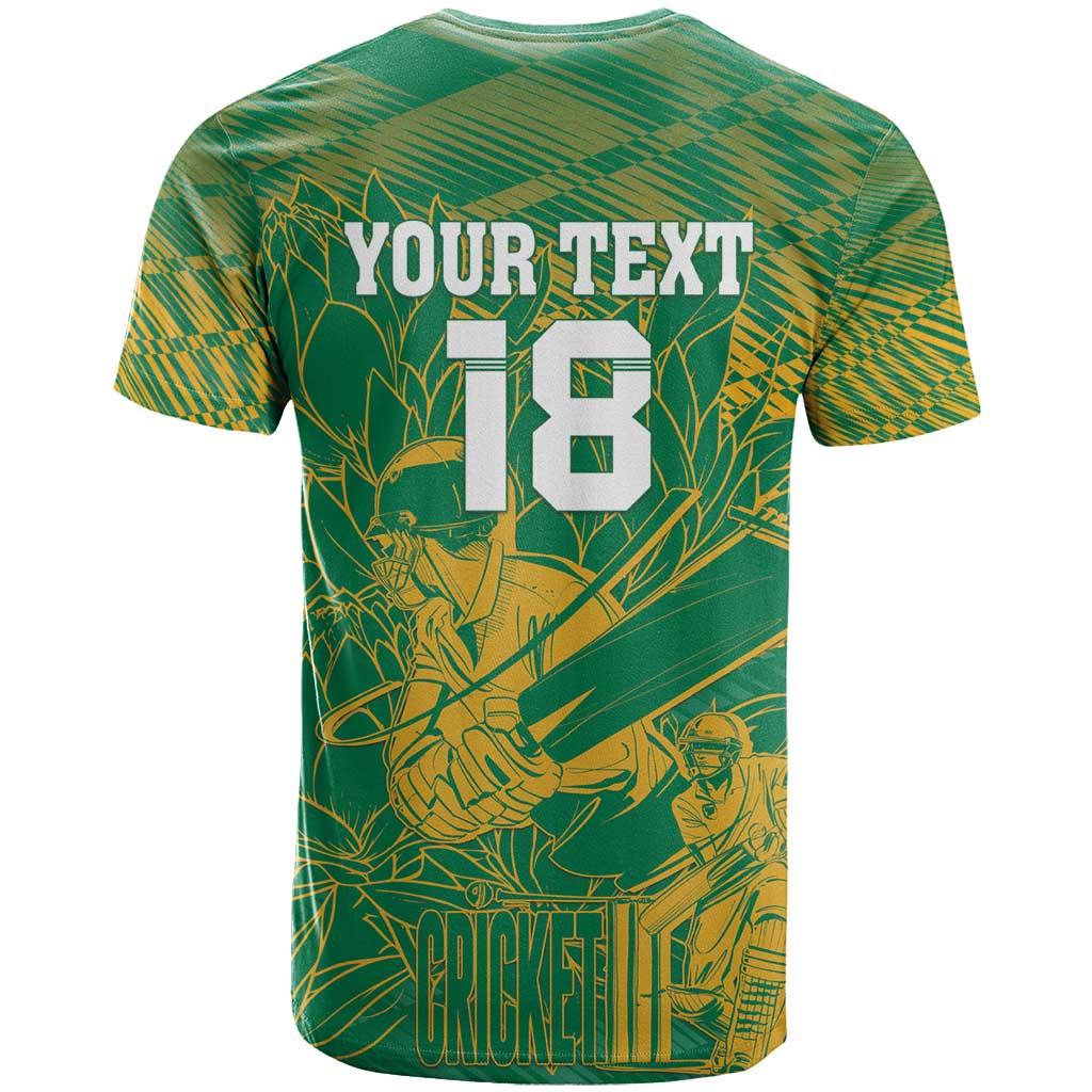 Custom Cricket South Africa T-Shirt Proteas Go Champion Green Version Graphic Tee