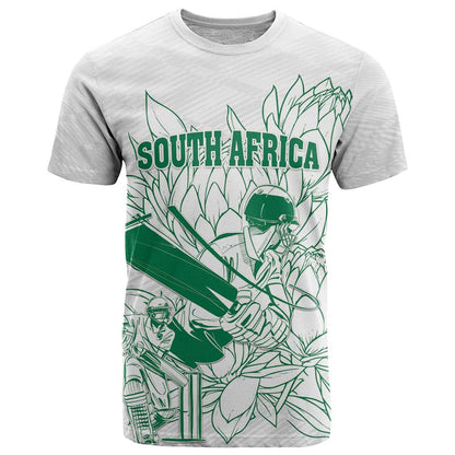 Custom Cricket South Africa T-Shirt Proteas Go Champion White Version Graphic Tee