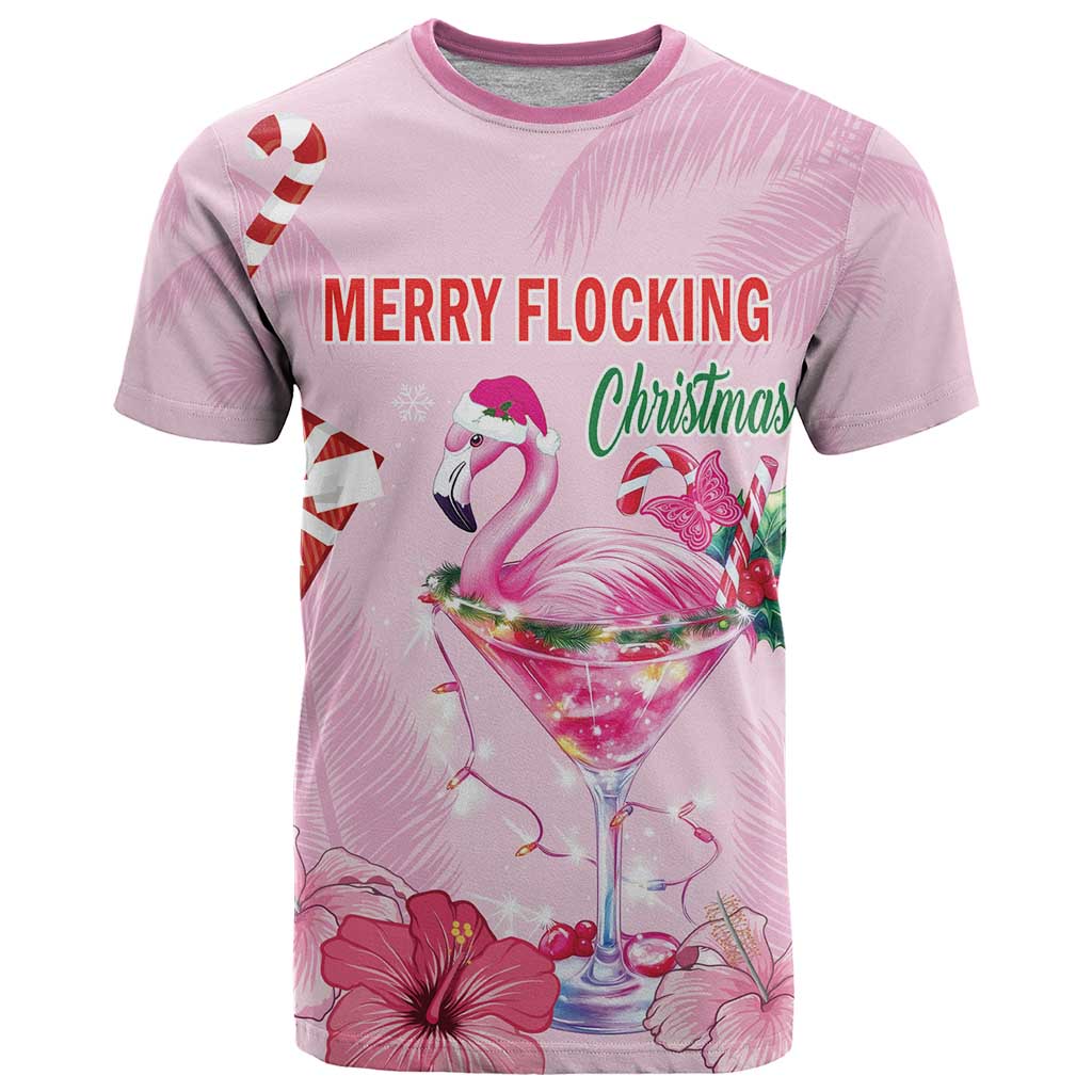 Bahamas Flamingo Christmas T-Shirt Merry Flocking Graphic Tee