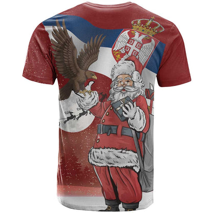 Serbia Santa Christmas T-Shirt Christmas Serbian Eagle Flag Style Graphic Tee