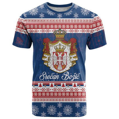 Serbia Christmas T-Shirt Coat Of Arms Srecan Bozic Graphic Tee