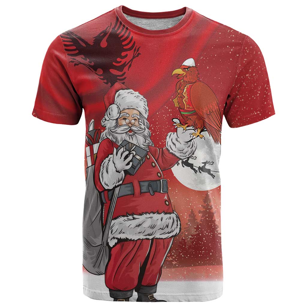 Albania Santa Christmas T-Shirt Christmas Albanian Eagle Flag Style Graphic Tee