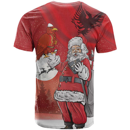 Albania Santa Christmas T-Shirt Christmas Albanian Eagle Flag Style Graphic Tee