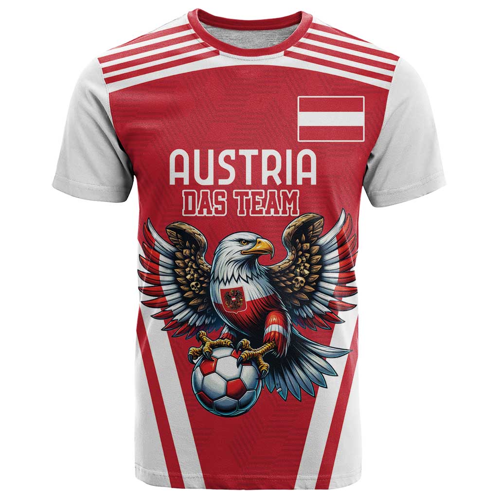Custom Austria Football T-Shirt Das Team With Eagle Mascot Graphic Tee
