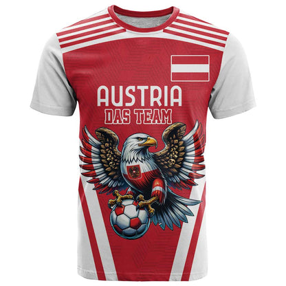 Custom Austria Football T-Shirt Das Team With Eagle Mascot Graphic Tee