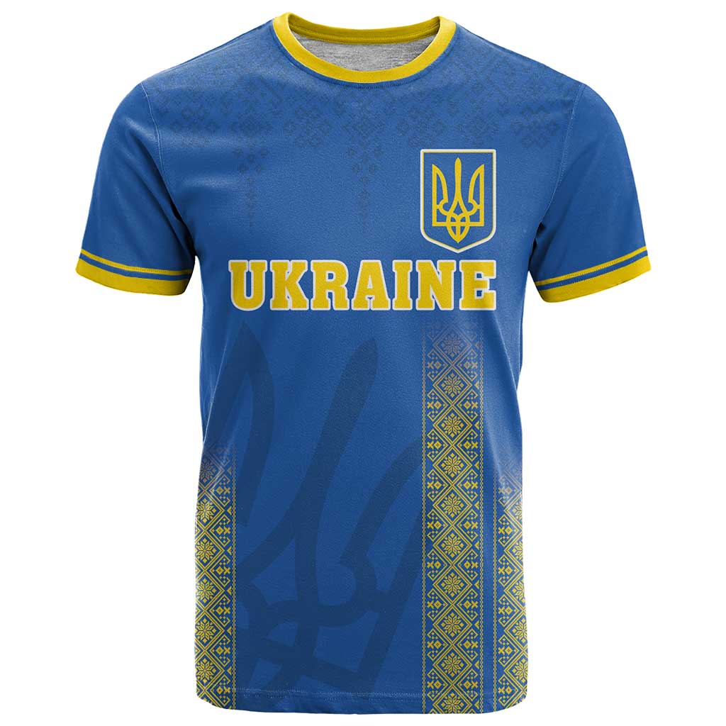 Custom Ukraine Football T-Shirt Come On Zbirna Blue Version Graphic Tee