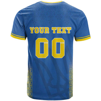 Custom Ukraine Football T-Shirt Come On Zbirna Blue Version Graphic Tee