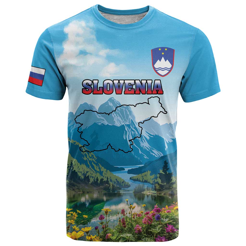 Slovenia T-Shirt Mount Triglav With Map Graphic Tee