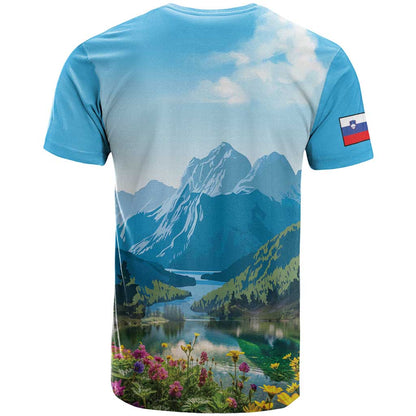 Slovenia T-Shirt Mount Triglav With Map Graphic Tee