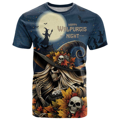 Happy Walpurgis Night T-Shirt Skull Witch Spooky Style Graphic Tee