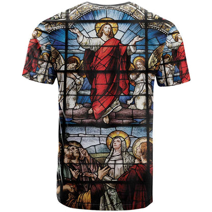 Happy Ascension Day T-Shirt Ascension Of Jesus Christ Stained Glass Windows Graphic Tee