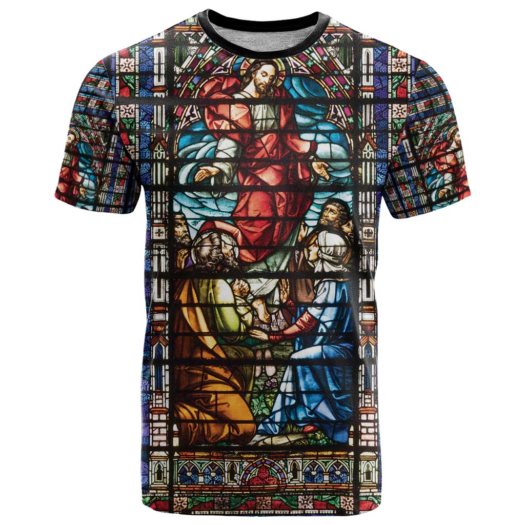 Happy Ascension Day T-Shirt Faith and Religion Stained Glass Windows Graphic Tee