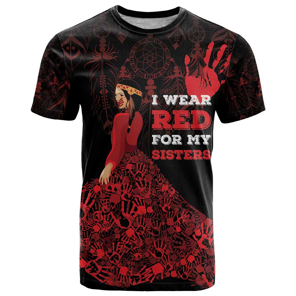 MMIW Native American Red Hand T-Shirt I Wear Red For My Sisters Graphic Tee