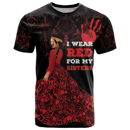 MMIW Native American Red Hand T-Shirt I Wear Red For My Sisters Graphic Tee