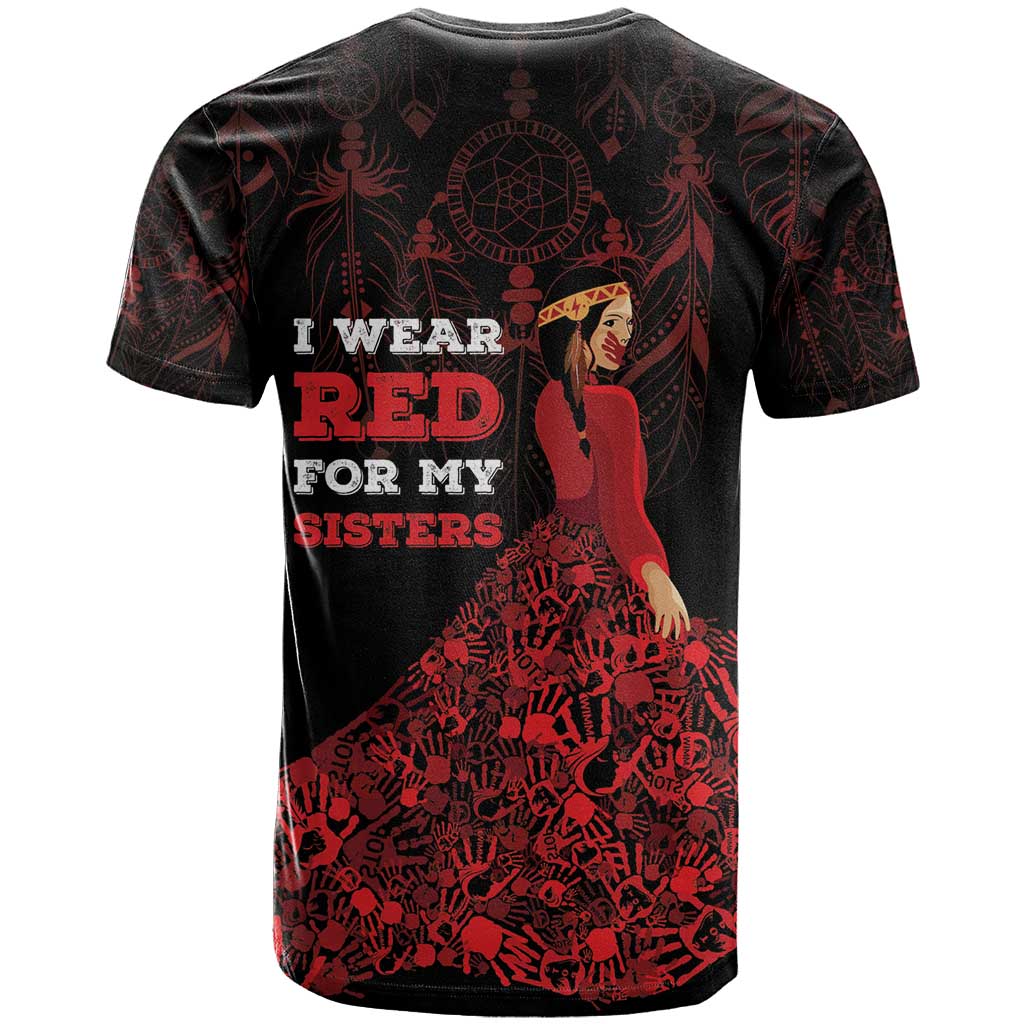 MMIW Native American Red Hand T-Shirt I Wear Red For My Sisters Graphic Tee