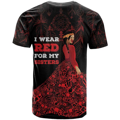 MMIW Native American Red Hand T-Shirt I Wear Red For My Sisters Graphic Tee