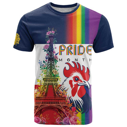 LGBTQ Pride Month Gay T-Shirt Eiffel Tower Paris Rainbow Flag Graphic Tee