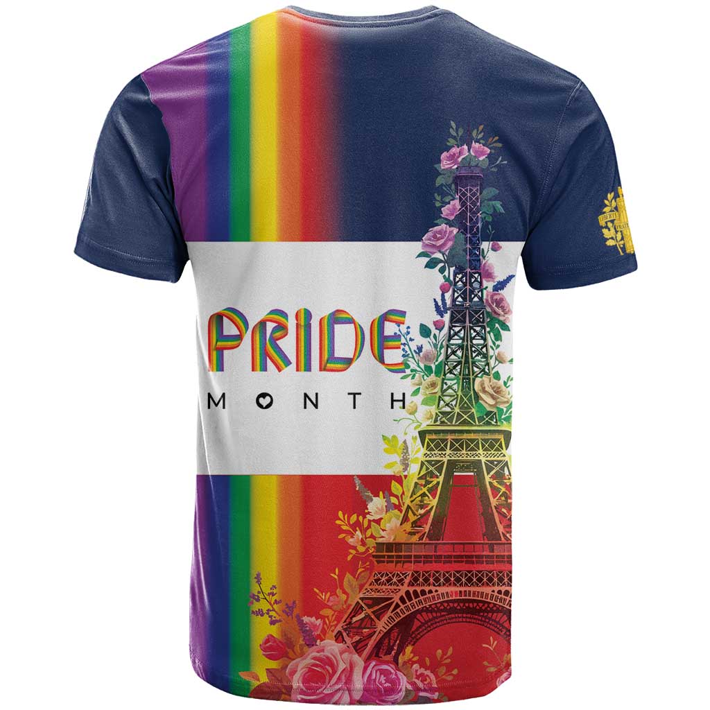 LGBTQ Pride Month Gay T-Shirt Eiffel Tower Paris Rainbow Flag Graphic Tee