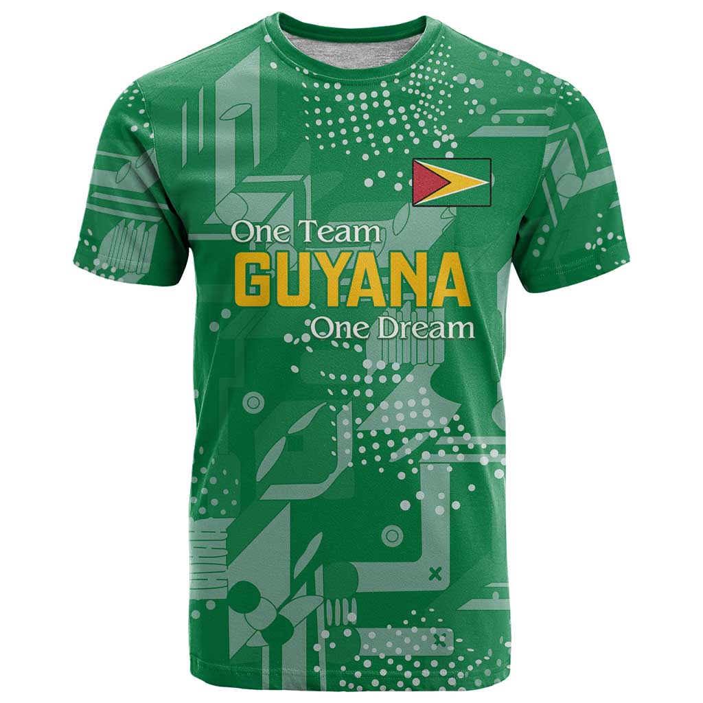 Custom Guyana Football T-Shirt One Team One Game Green Version Graphic Tee