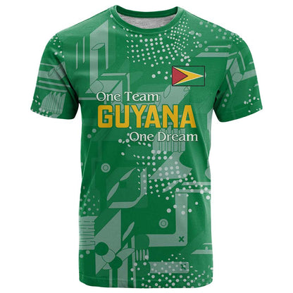 Custom Guyana Football T-Shirt One Team One Game Green Version Graphic Tee
