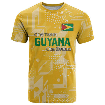 Custom Guyana Football T-Shirt One Team One Game Yellow Version Graphic Tee
